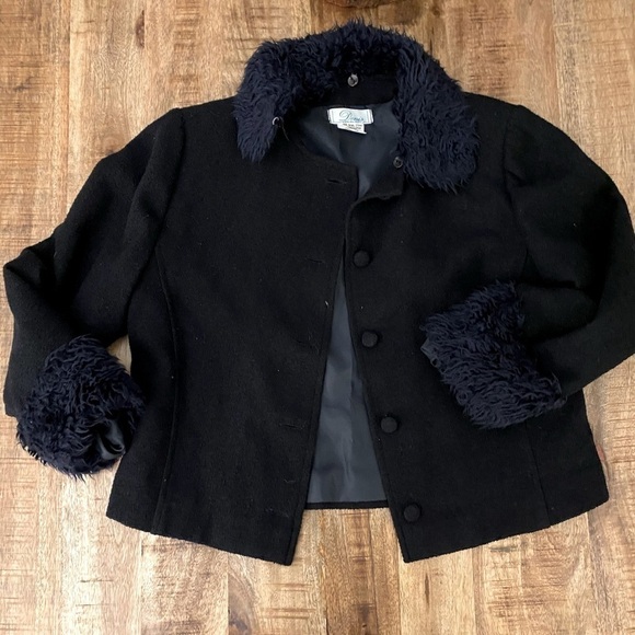 Denis Part Wool Girls Dress Jacket with Collar euc